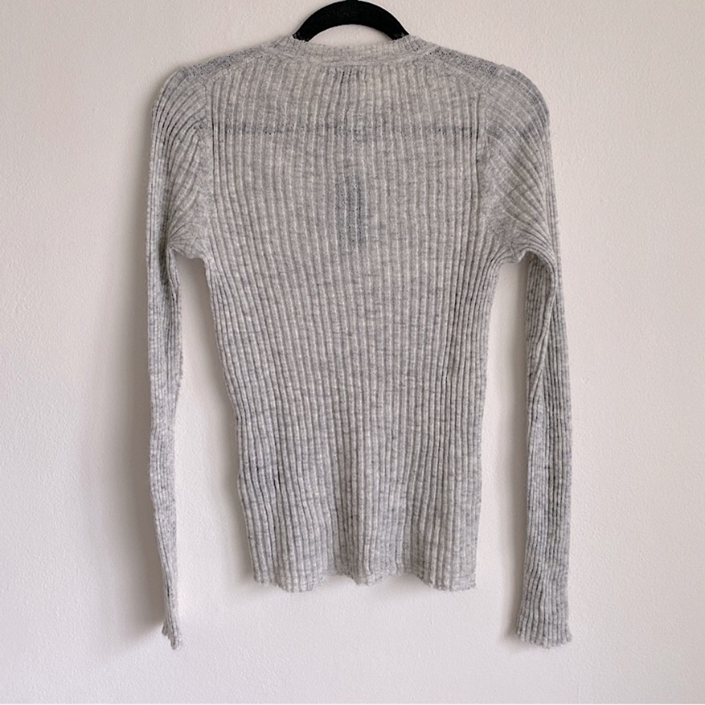rag & bone ANGORA WOOL RIB KNIT LIGHTWEIGHT DONNA CREWNECK SWEATER Gray S - Picture 3 of 9